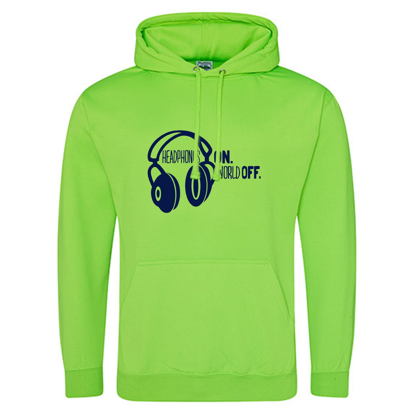 Electric Hoodie / Neon Kapuzenpulli / Motiv: Headphones on World off