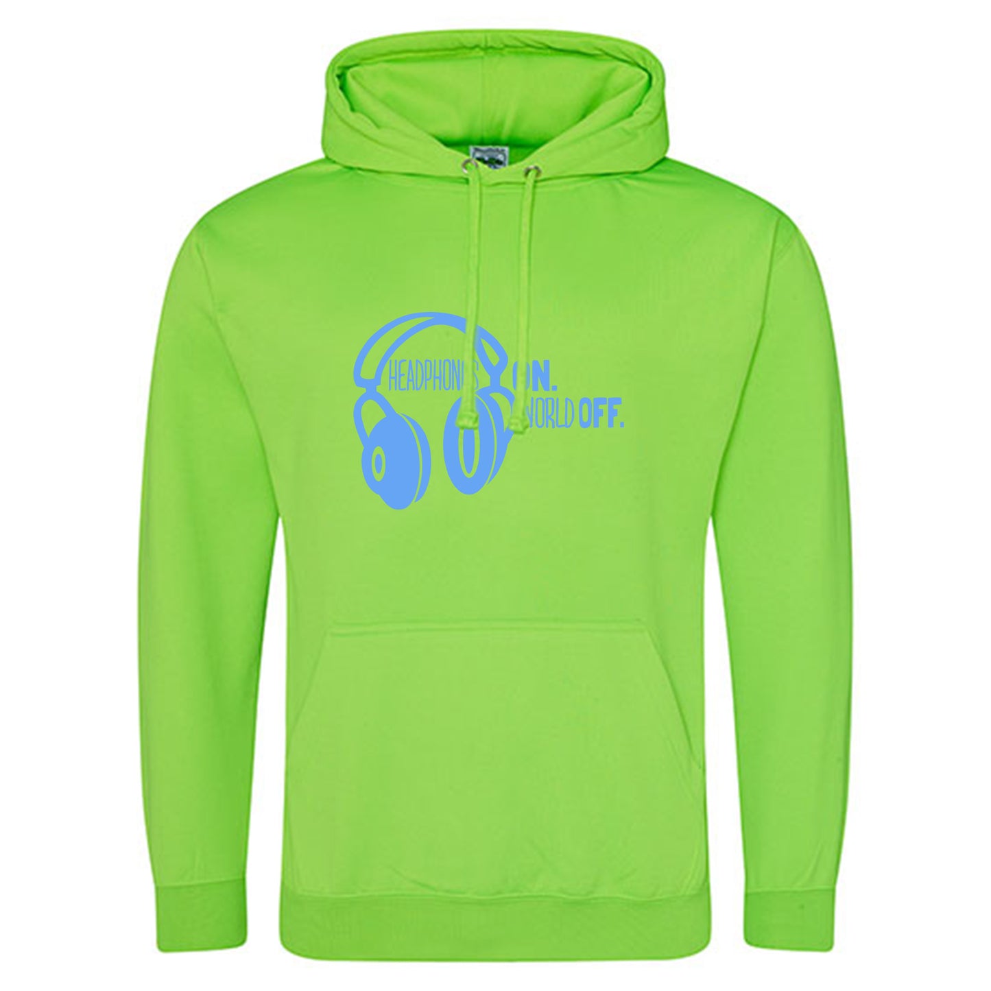 Electric Hoodie / Neon Kapuzenpulli / Motiv: Headphones on World off