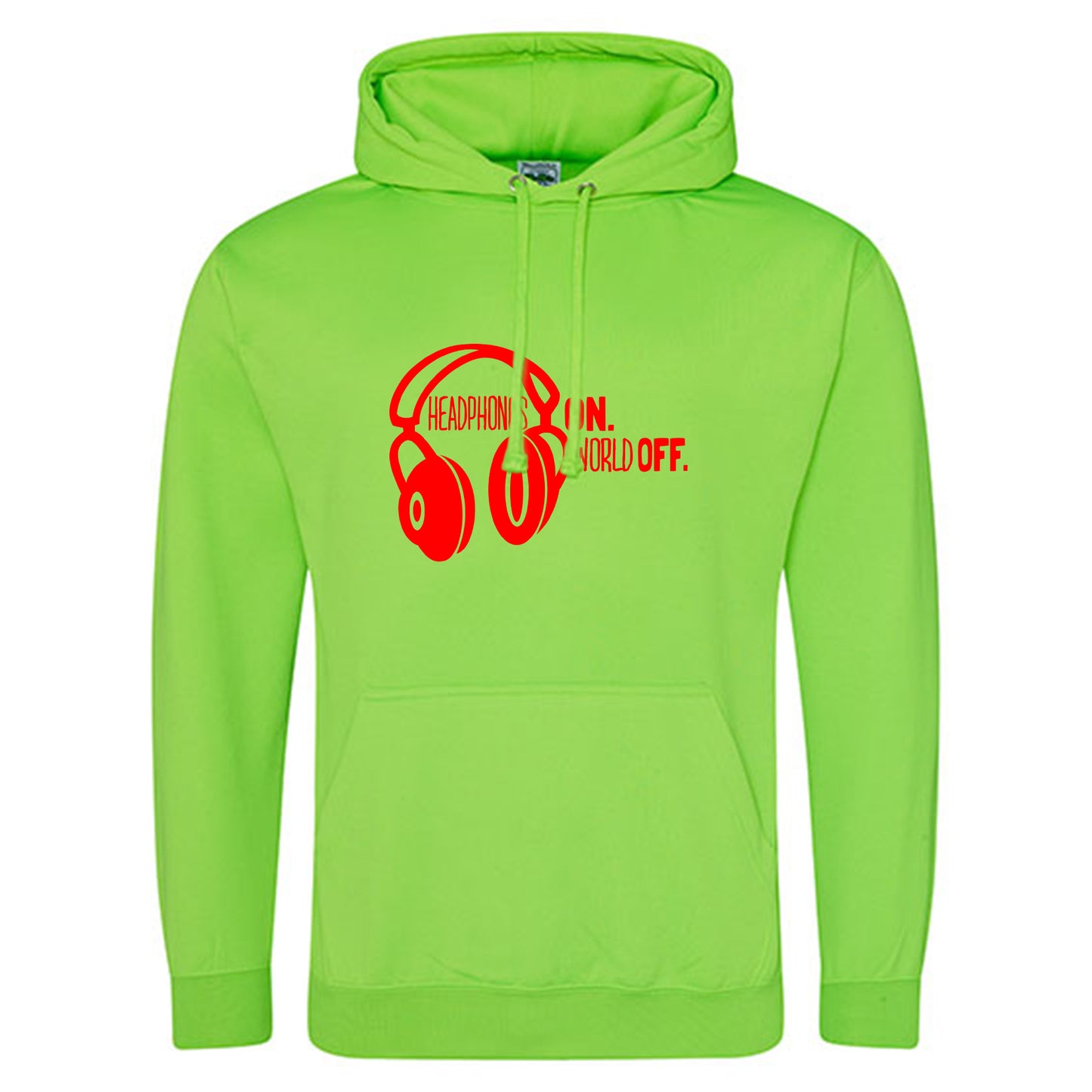 Electric Hoodie / Neon Kapuzenpulli / Motiv: Headphones on World off