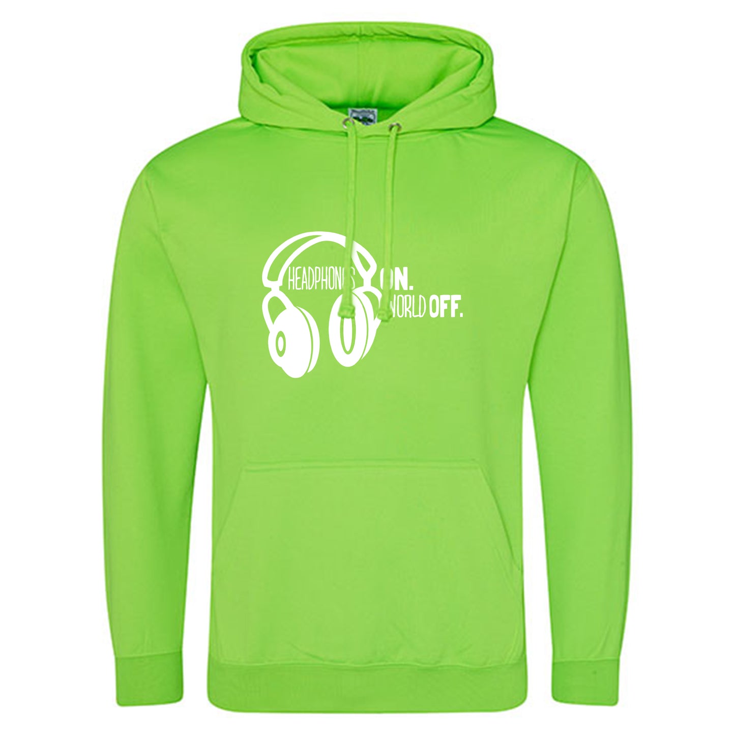 Electric Hoodie / Neon Kapuzenpulli / Motiv: Headphones on World off