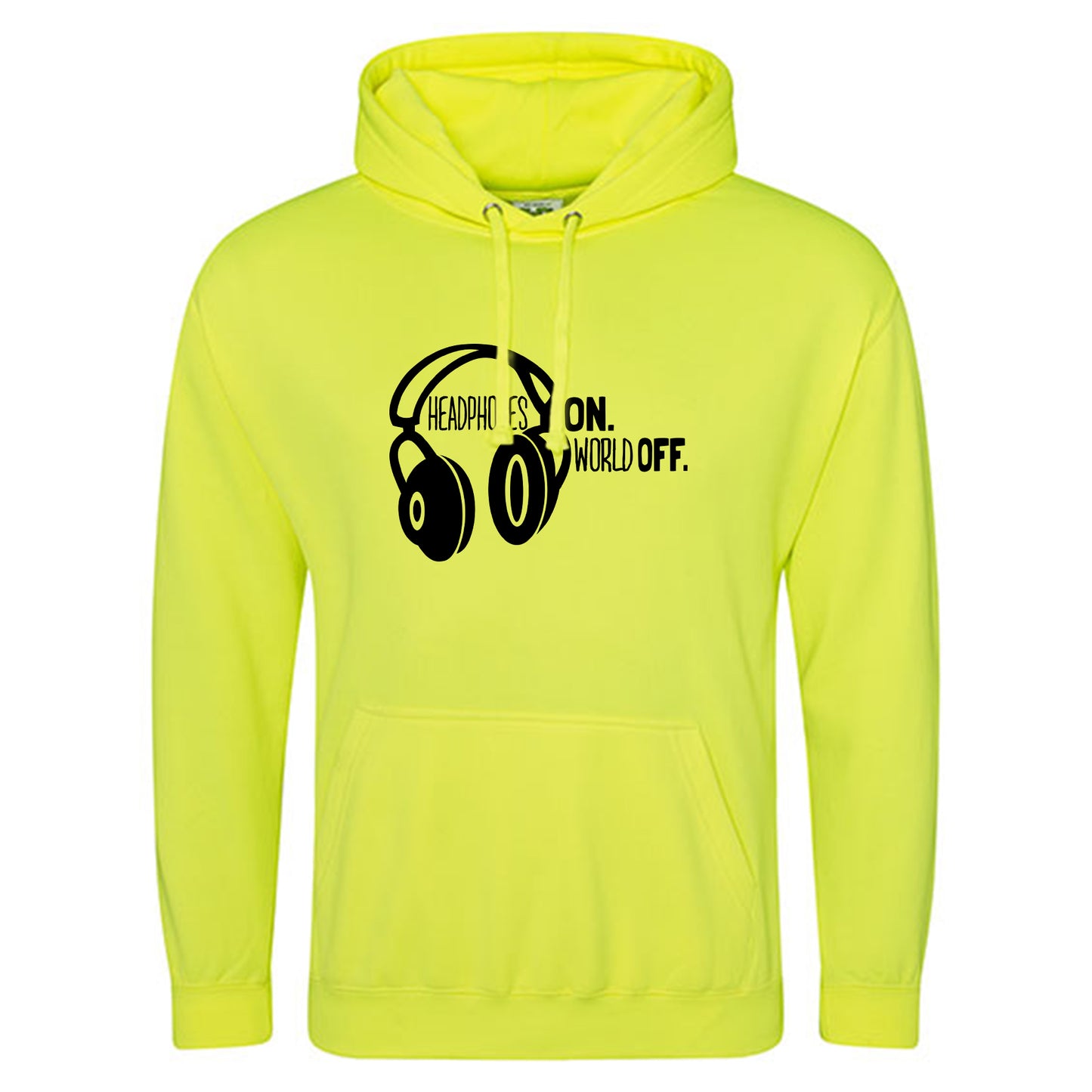Electric Hoodie / Neon Kapuzenpulli / Motiv: Headphones on World off