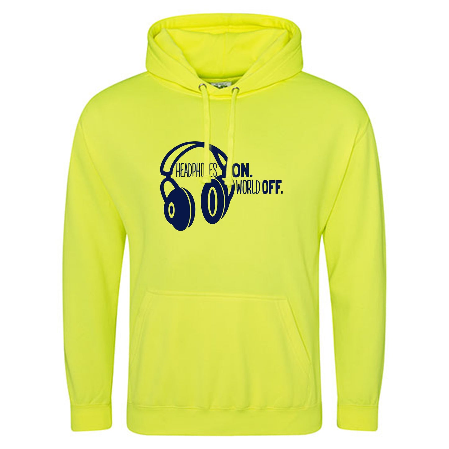 Electric Hoodie / Neon Kapuzenpulli / Motiv: Headphones on World off