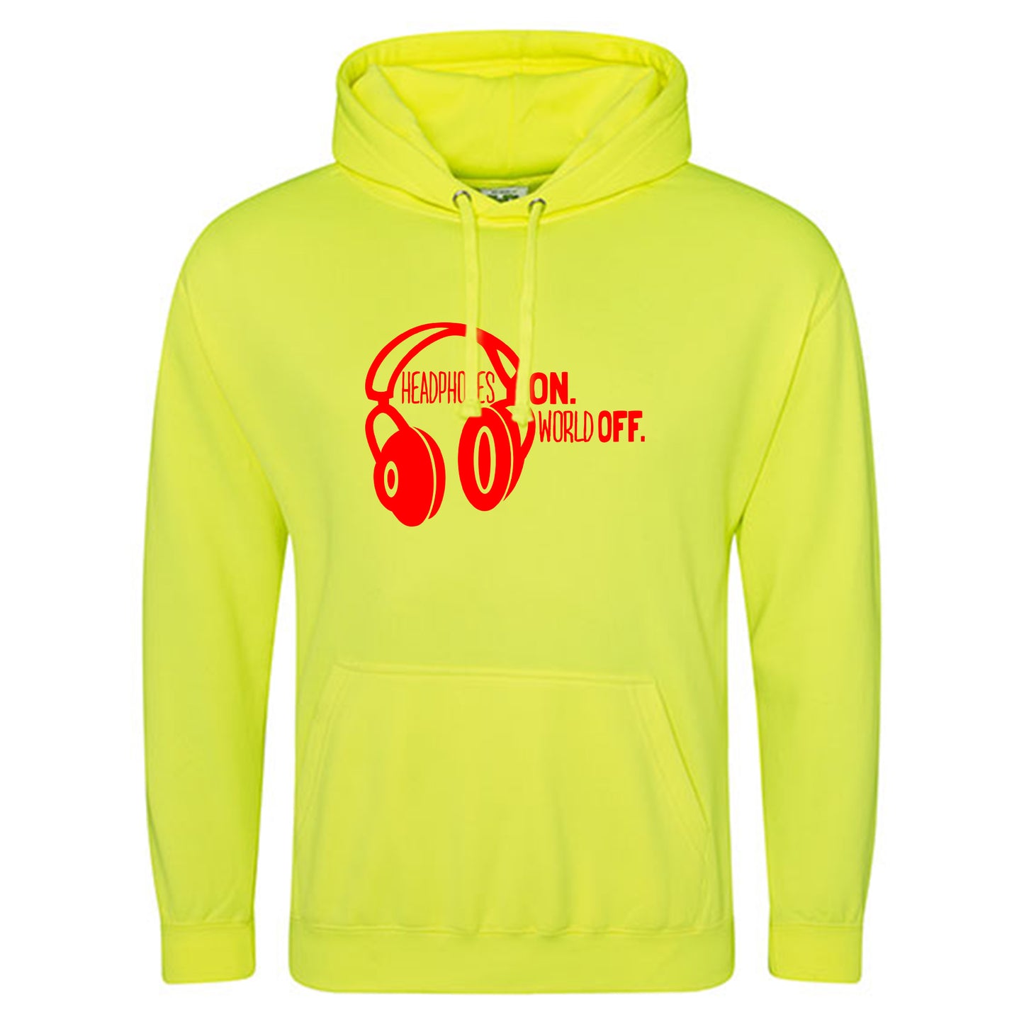 Electric Hoodie / Neon Kapuzenpulli / Motiv: Headphones on World off