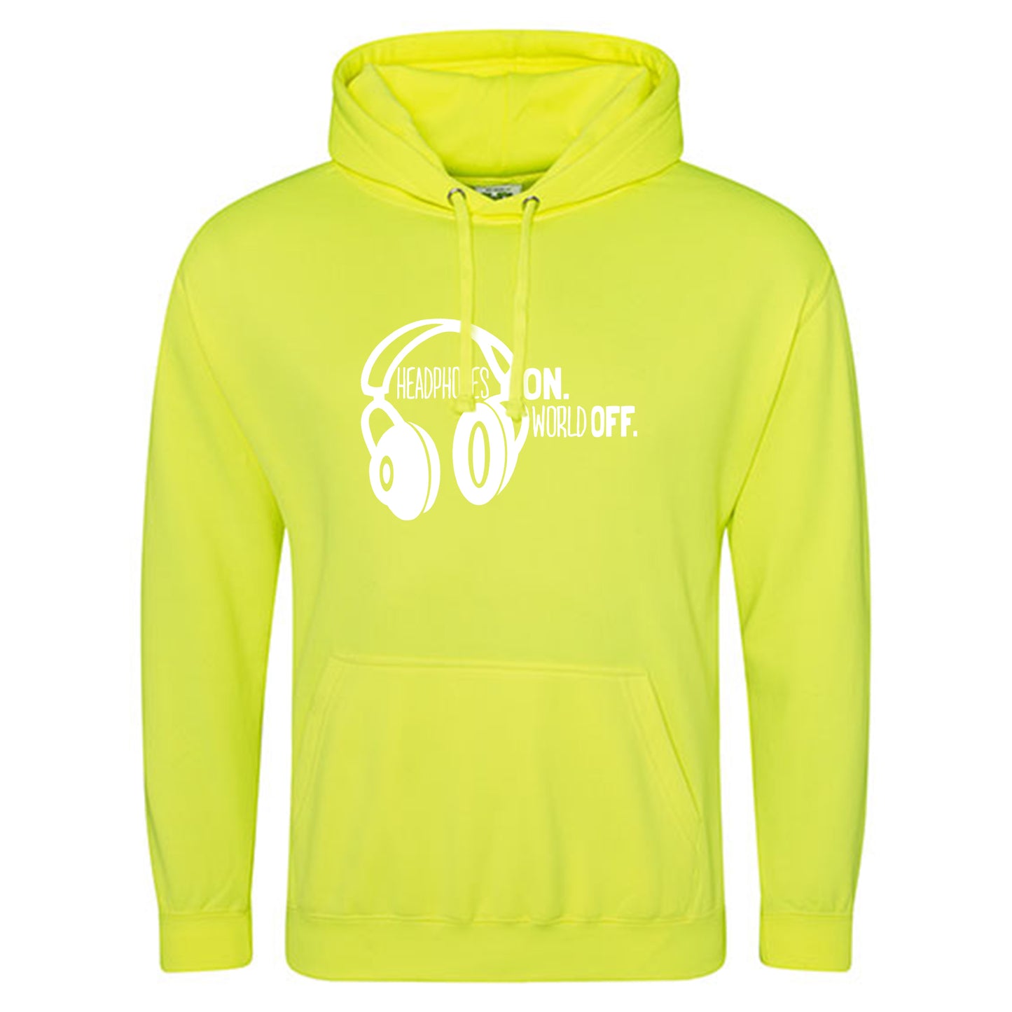 Electric Hoodie / Neon Kapuzenpulli / Motiv: Headphones on World off