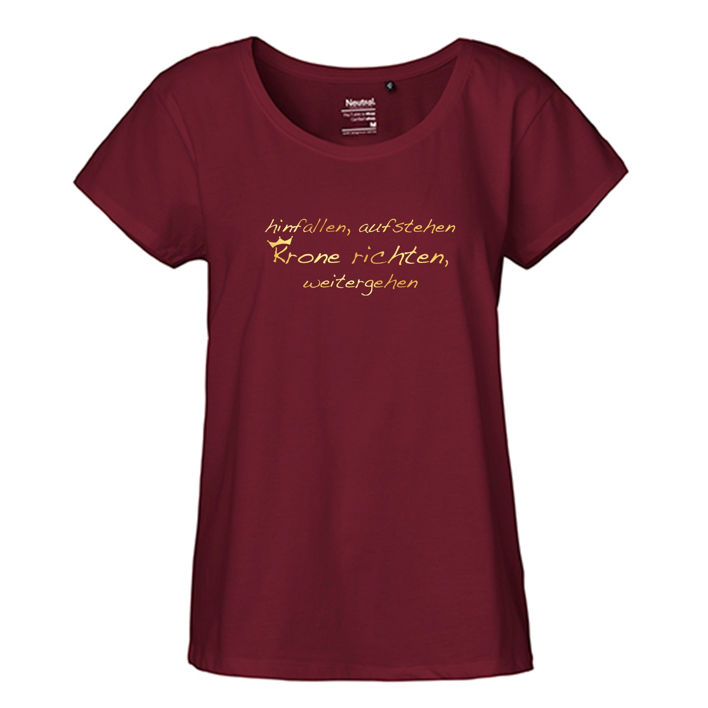 FairTrade Loose Fit Ladies T-Shirt 'Origami Ship' organic cotton