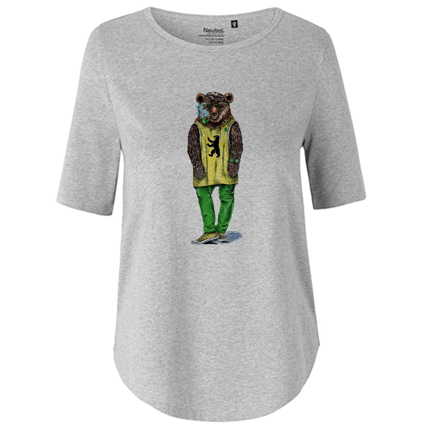 Kopie von T-Shirt Damen FairTrade Oversized Half Sleeve "Hipsterbär"