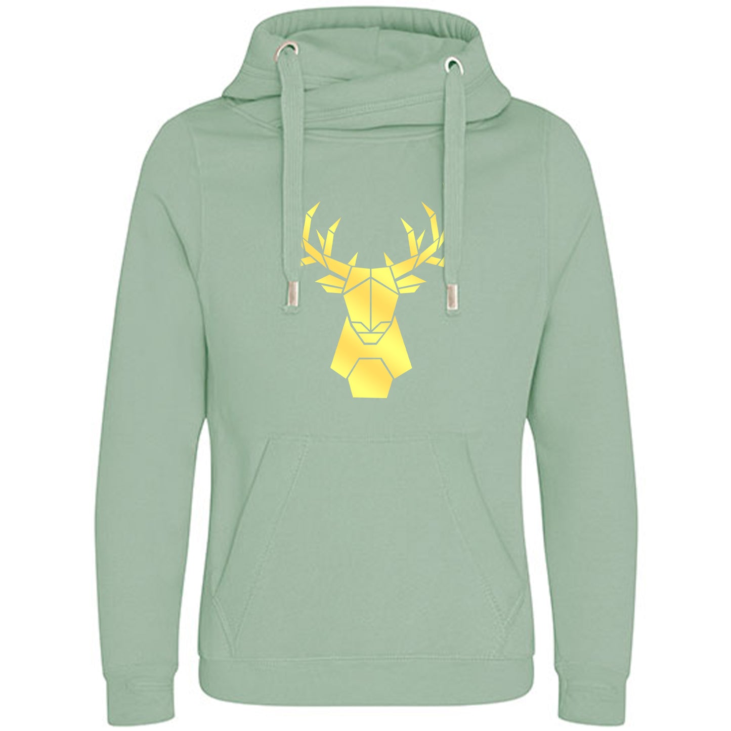 Cross Neck Hoodie/ Pulli / Motiv: Hirsch origami