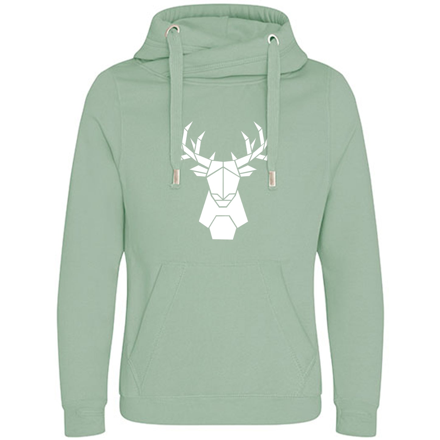 Cross Neck Hoodie/ Pulli / Motiv: Hirsch origami