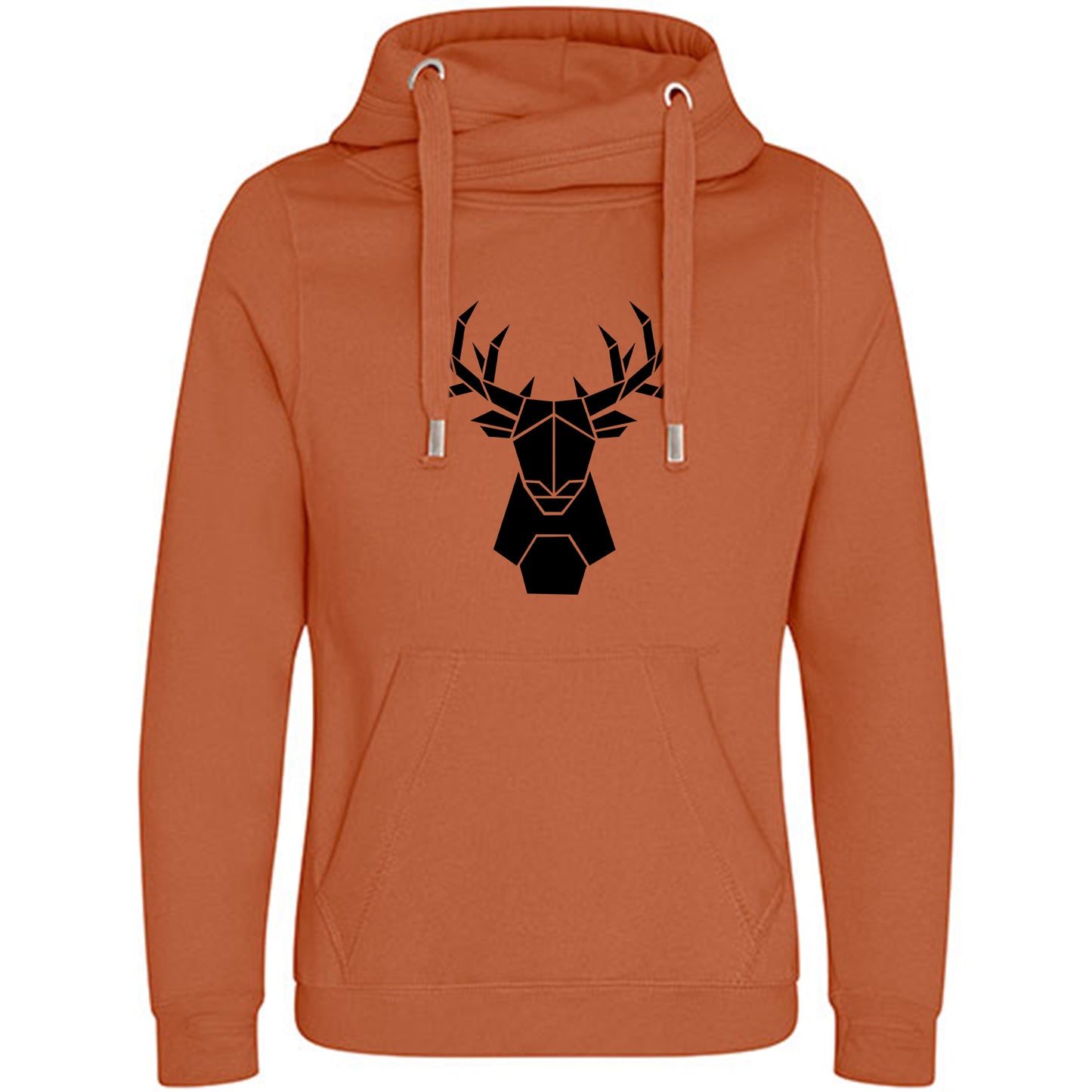 Cross Neck Hoodie/ Pulli / Motiv: Hirsch origami