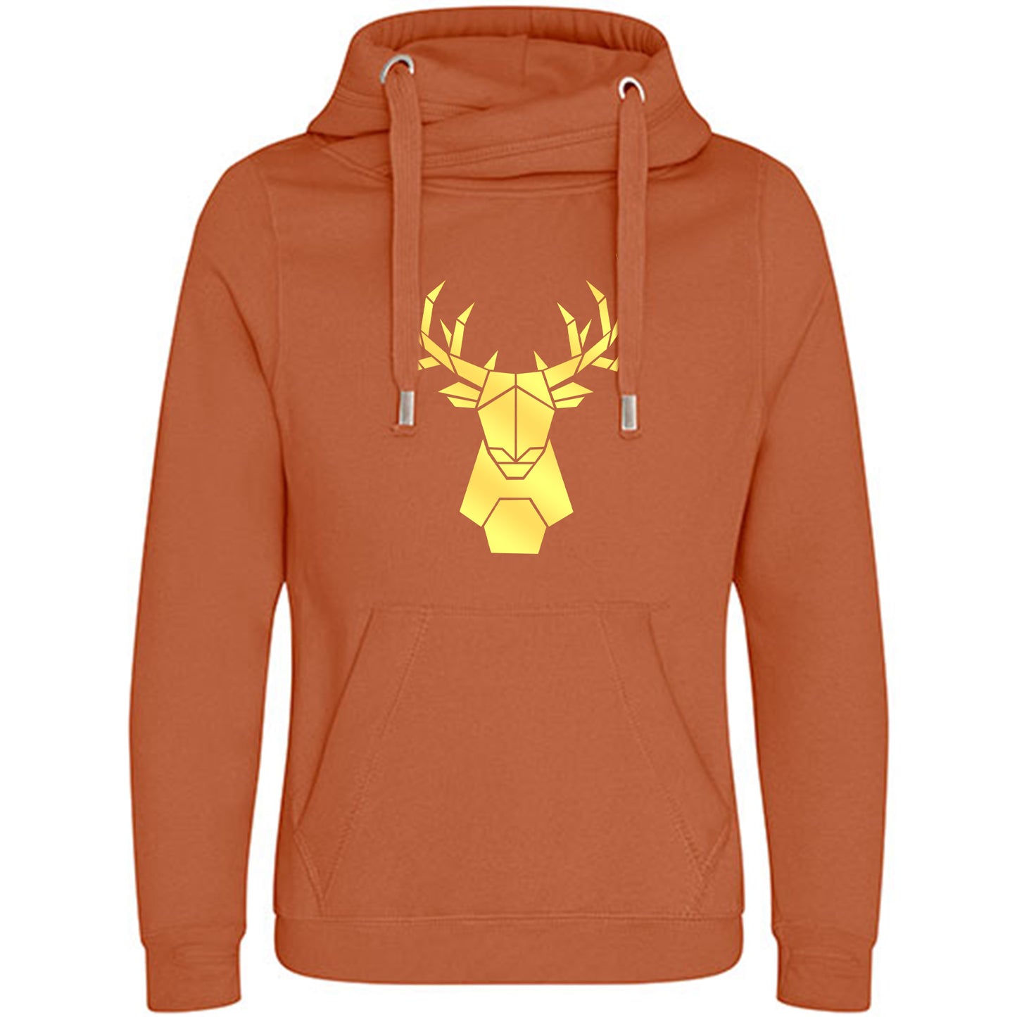 Cross Neck Hoodie/ Pulli / Motiv: Hirsch origami