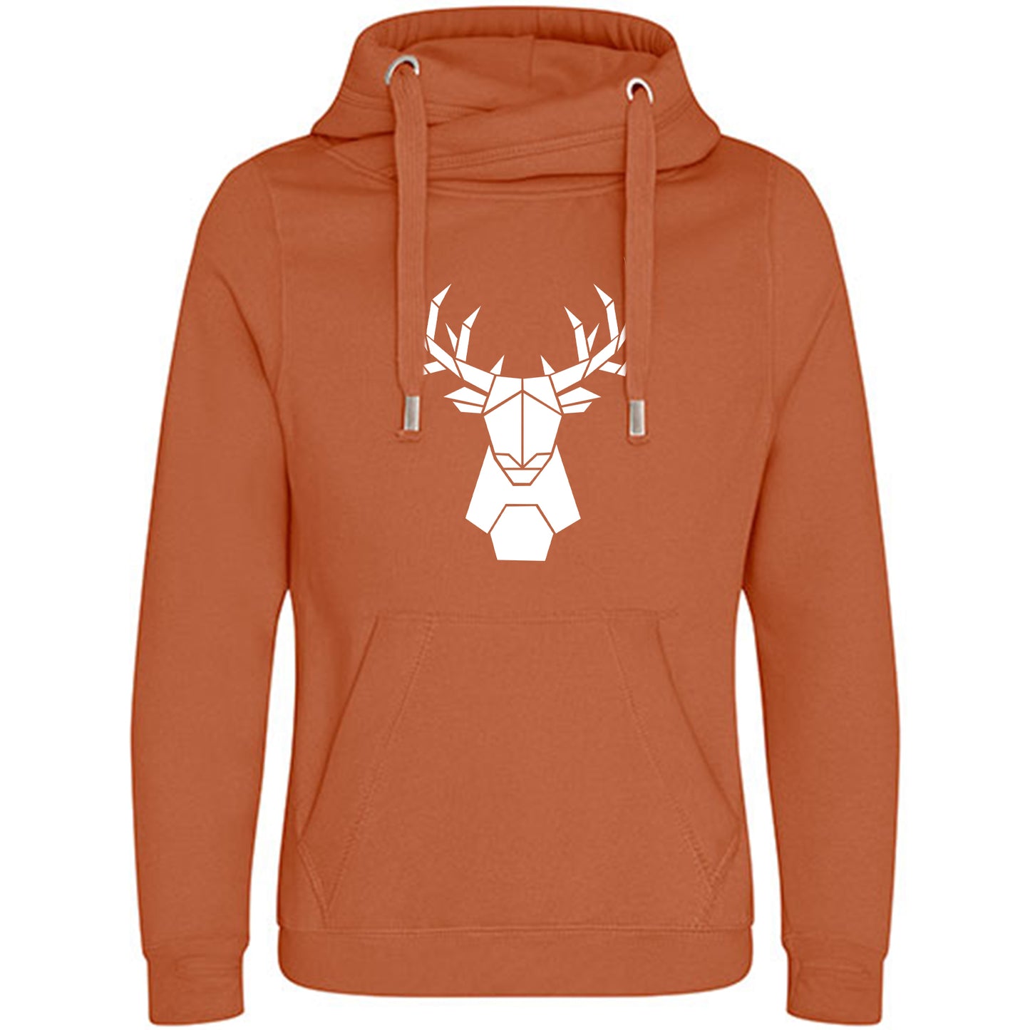 Cross Neck Hoodie/ Pulli / Motiv: Hirsch origami