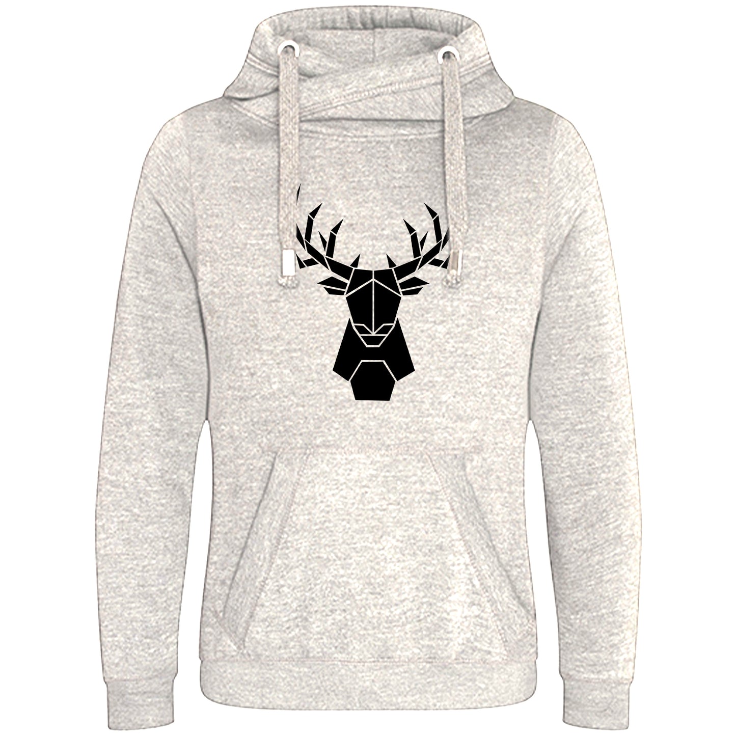 Cross Neck Hoodie/ Pulli / Motiv: Hirsch origami