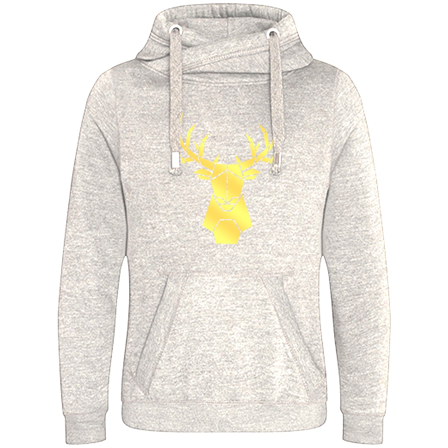Cross Neck Hoodie/ Pulli / Motiv: Hirsch origami