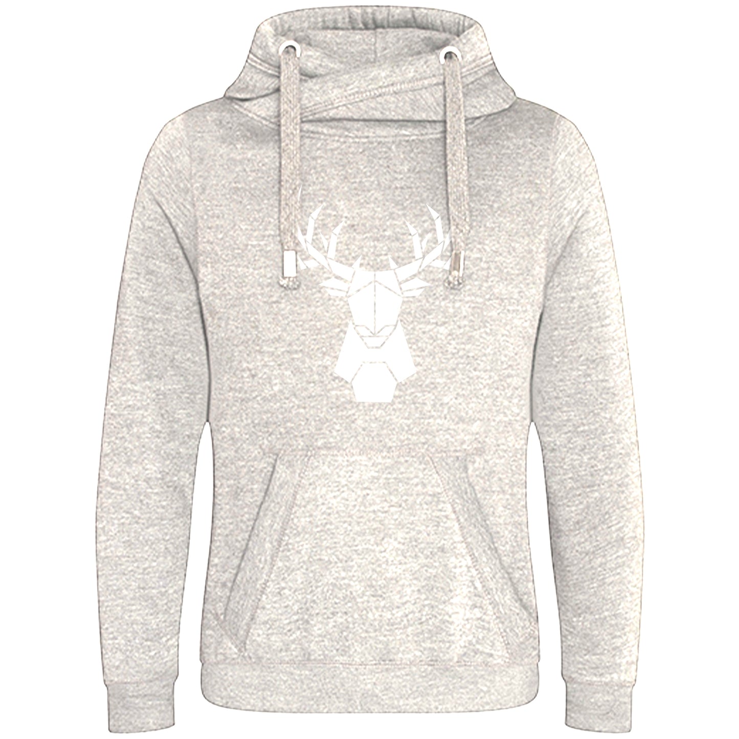Cross Neck Hoodie/ Pulli / Motiv: Hirsch origami