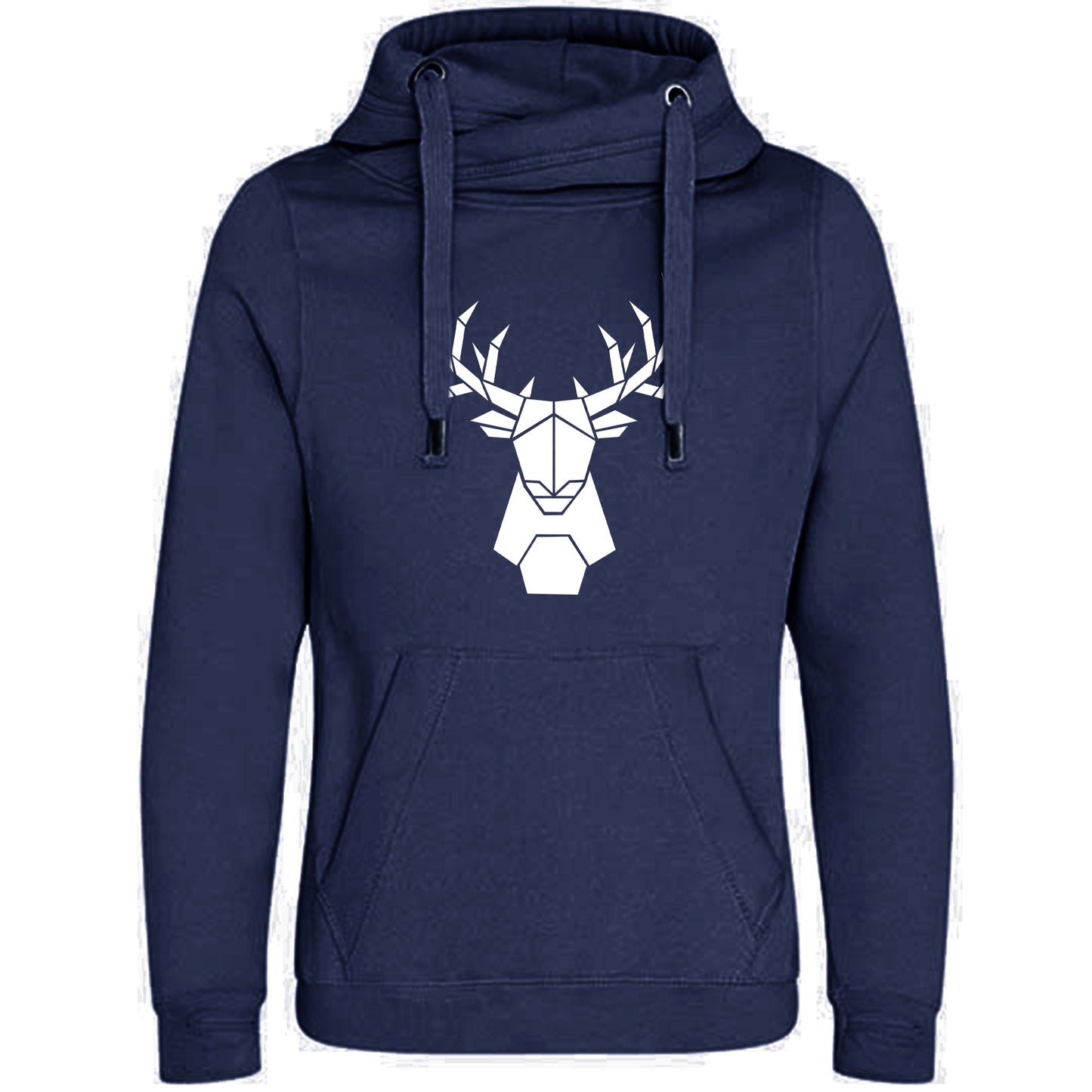Cross Neck Hoodie/ Pulli / Motiv: Hirsch origami
