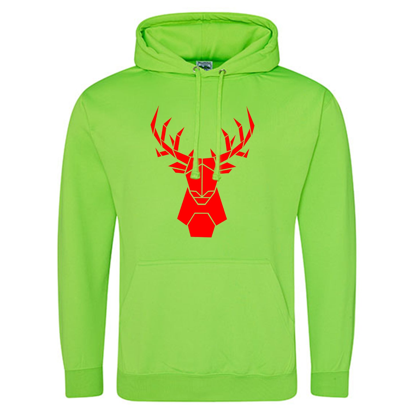 Electric Hoodie / Neon Kapuzenpulli / Motiv: Hirsch origami