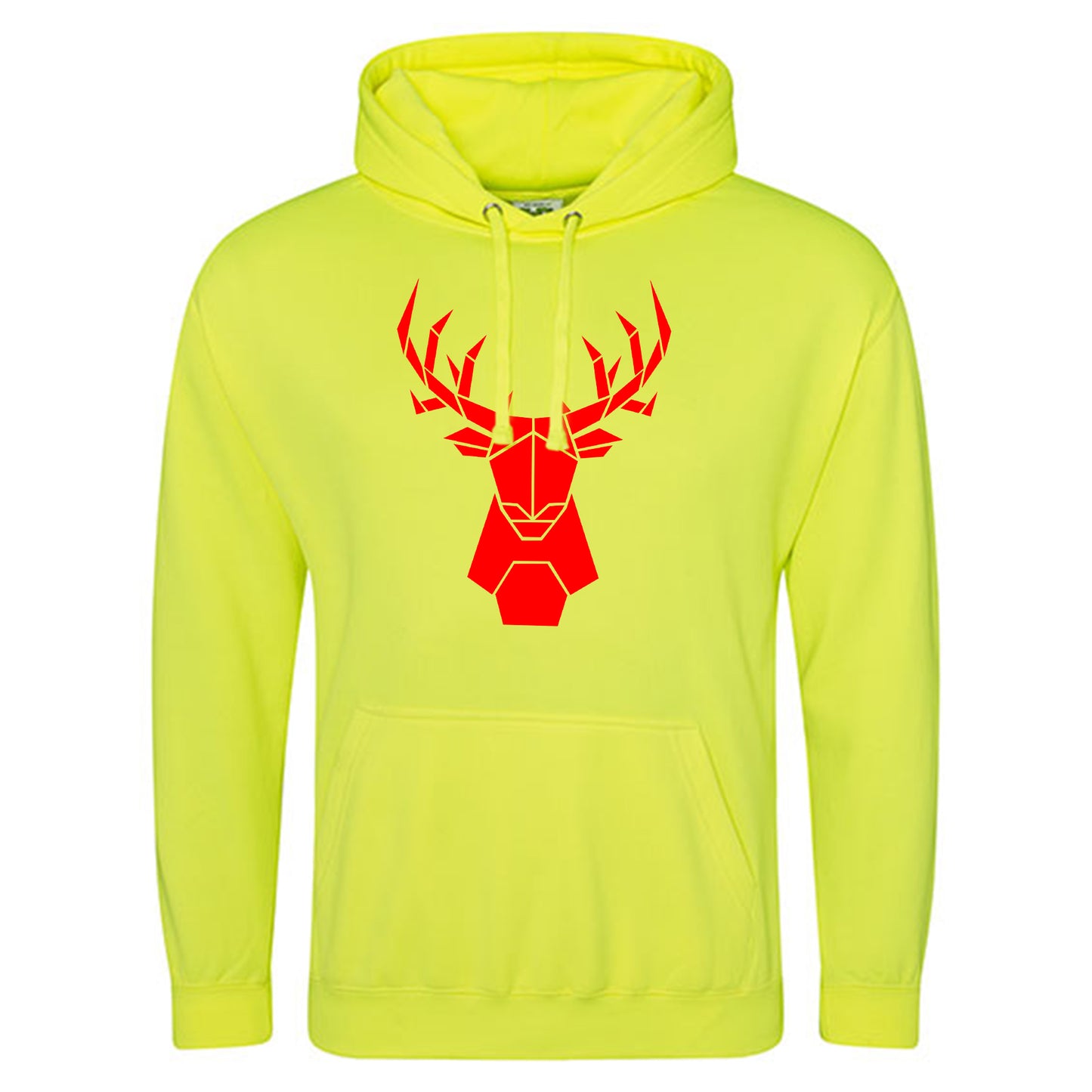 Electric Hoodie / Neon Kapuzenpulli / Motiv: Hirsch origami