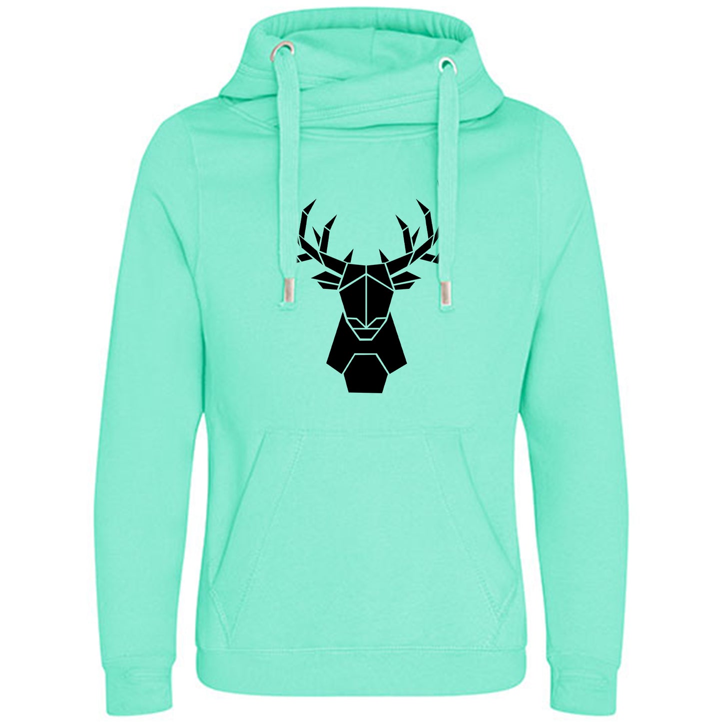 Cross Neck Hoodie/ Pulli / Motiv: Hirsch origami