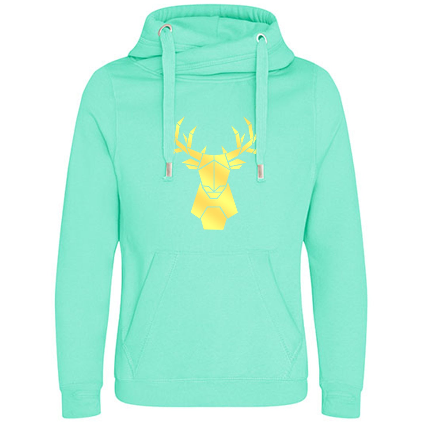 Cross Neck Hoodie/ Pulli / Motiv: Hirsch origami