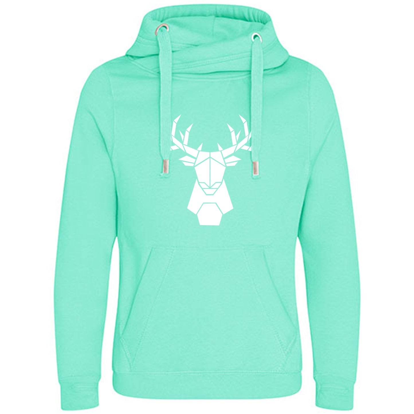 Cross Neck Hoodie/ Pulli / Motiv: Hirsch origami