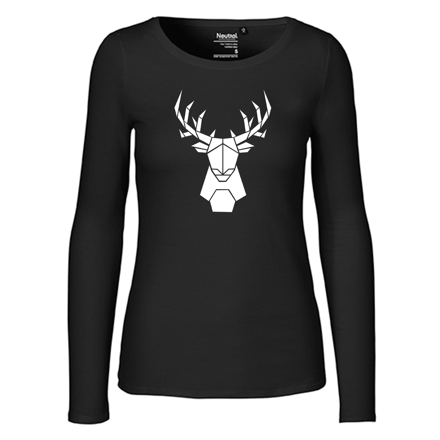 Damen FairTrade Longsleeve "Hirsch - origami" 100% BioBaumwolle und aus nachhaltiger Produktion