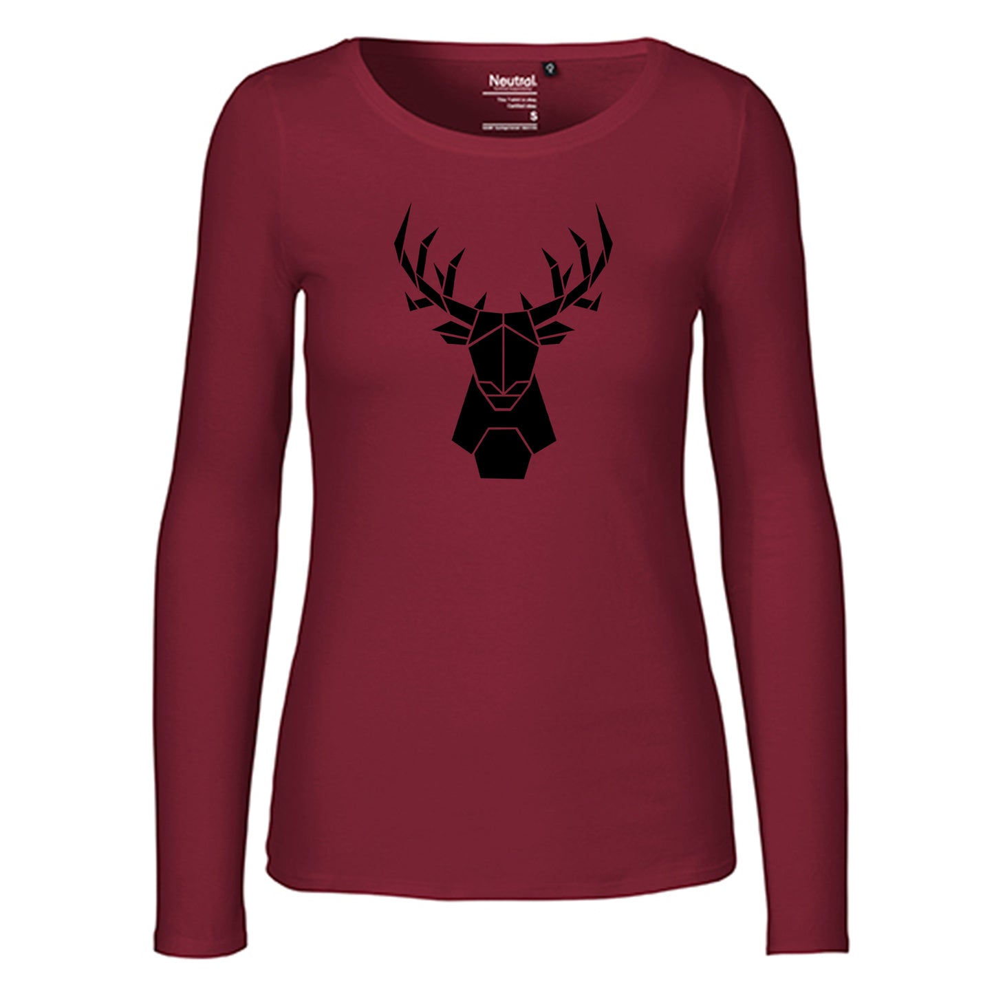 Damen FairTrade Longsleeve "Hirsch - origami" 100% BioBaumwolle und aus nachhaltiger Produktion