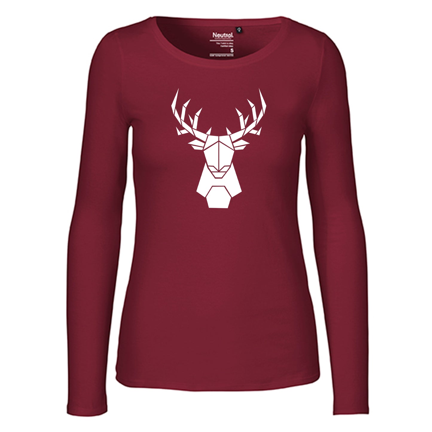 Damen FairTrade Longsleeve "Hirsch - origami" 100% BioBaumwolle und aus nachhaltiger Produktion