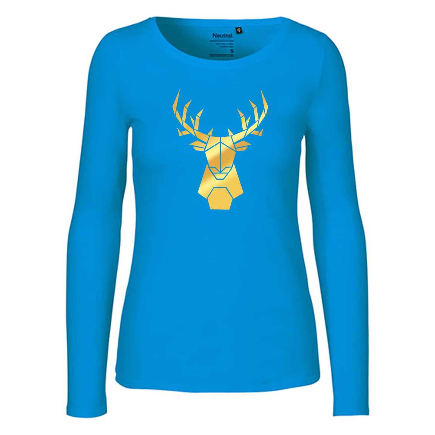 Damen FairTrade Longsleeve "Hirsch - origami" 100% BioBaumwolle und aus nachhaltiger Produktion