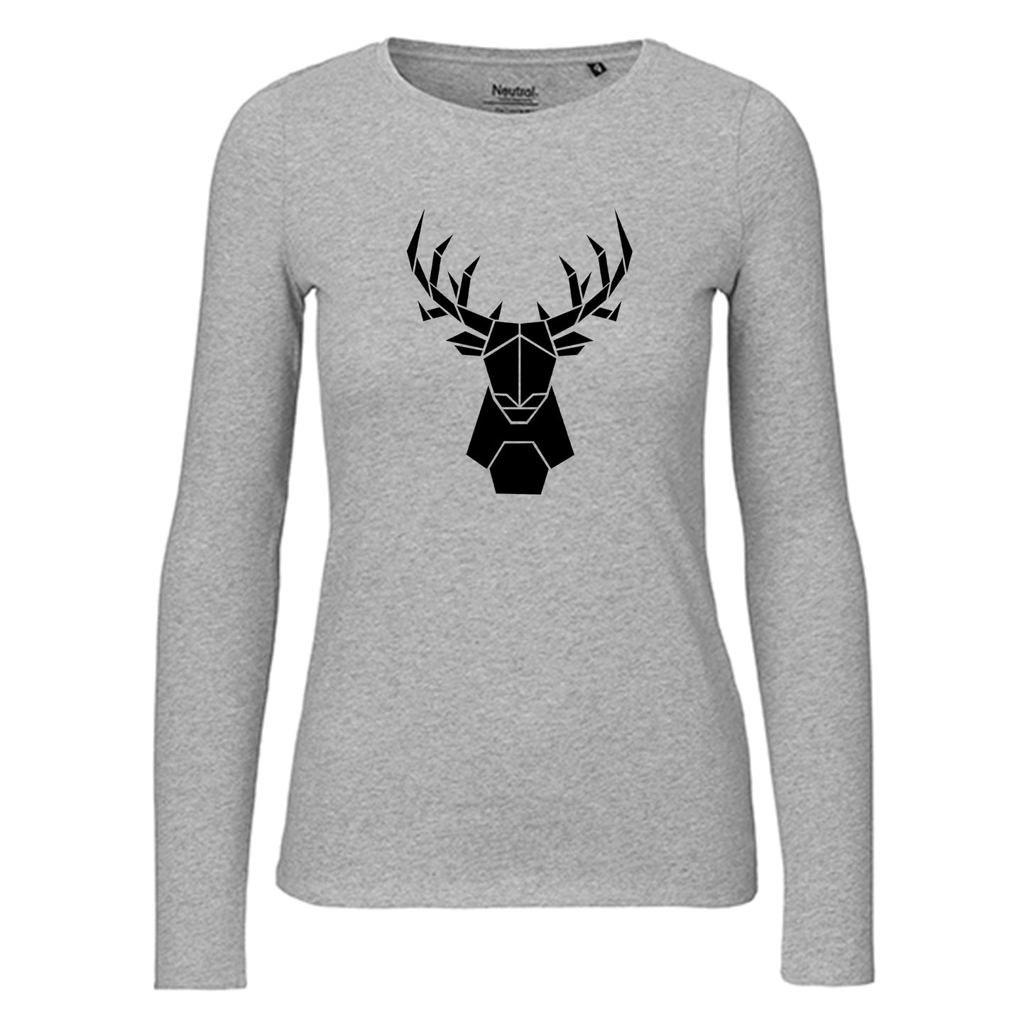 Damen FairTrade Longsleeve "Hirsch - origami" 100% BioBaumwolle und aus nachhaltiger Produktion