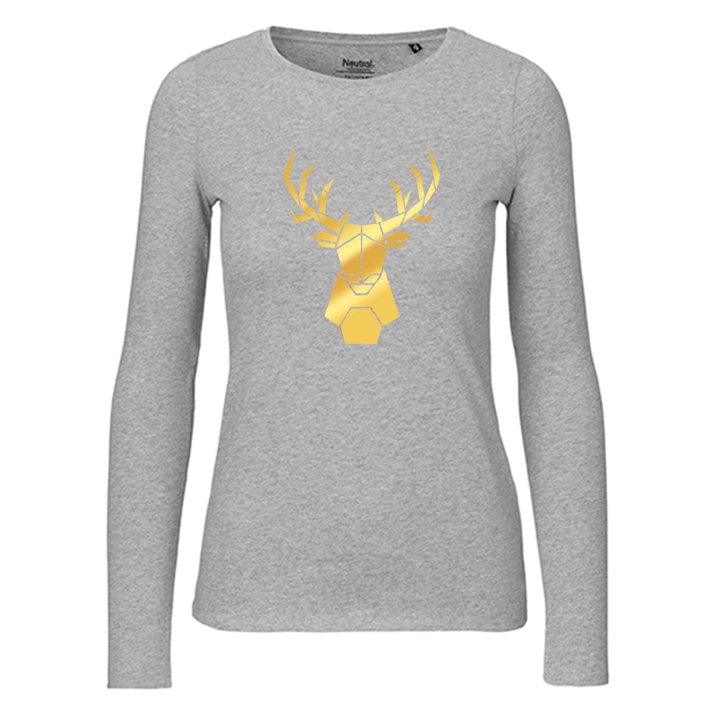 Damen FairTrade Longsleeve "Hirsch - origami" 100% BioBaumwolle und aus nachhaltiger Produktion