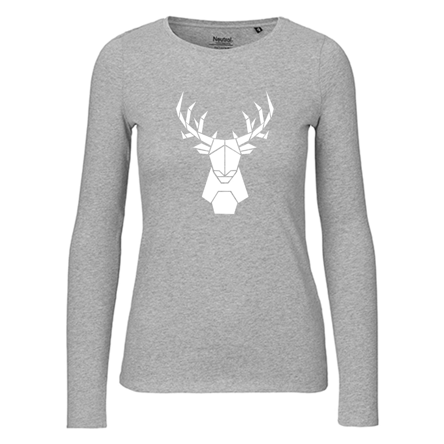 Damen FairTrade Longsleeve "Hirsch - origami" 100% BioBaumwolle und aus nachhaltiger Produktion
