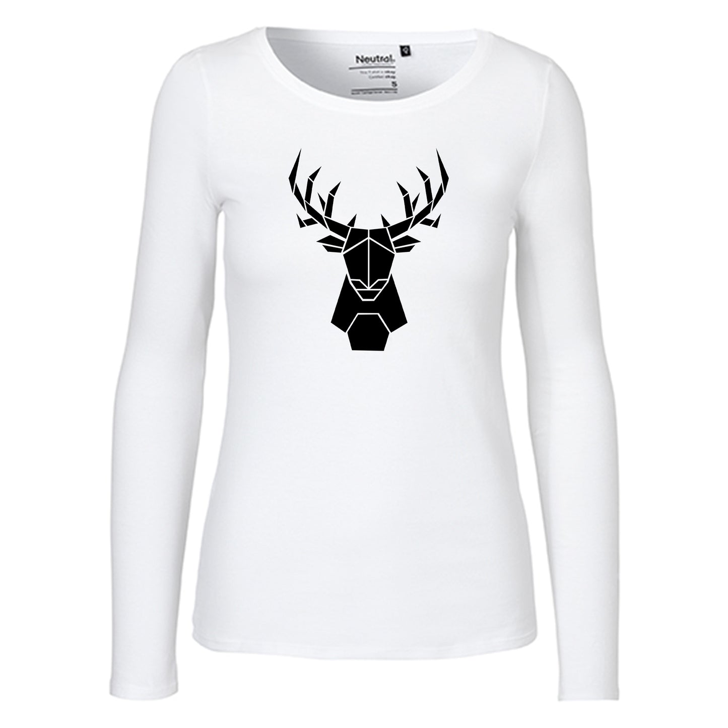 Damen FairTrade Longsleeve "Hirsch - origami" 100% BioBaumwolle und aus nachhaltiger Produktion