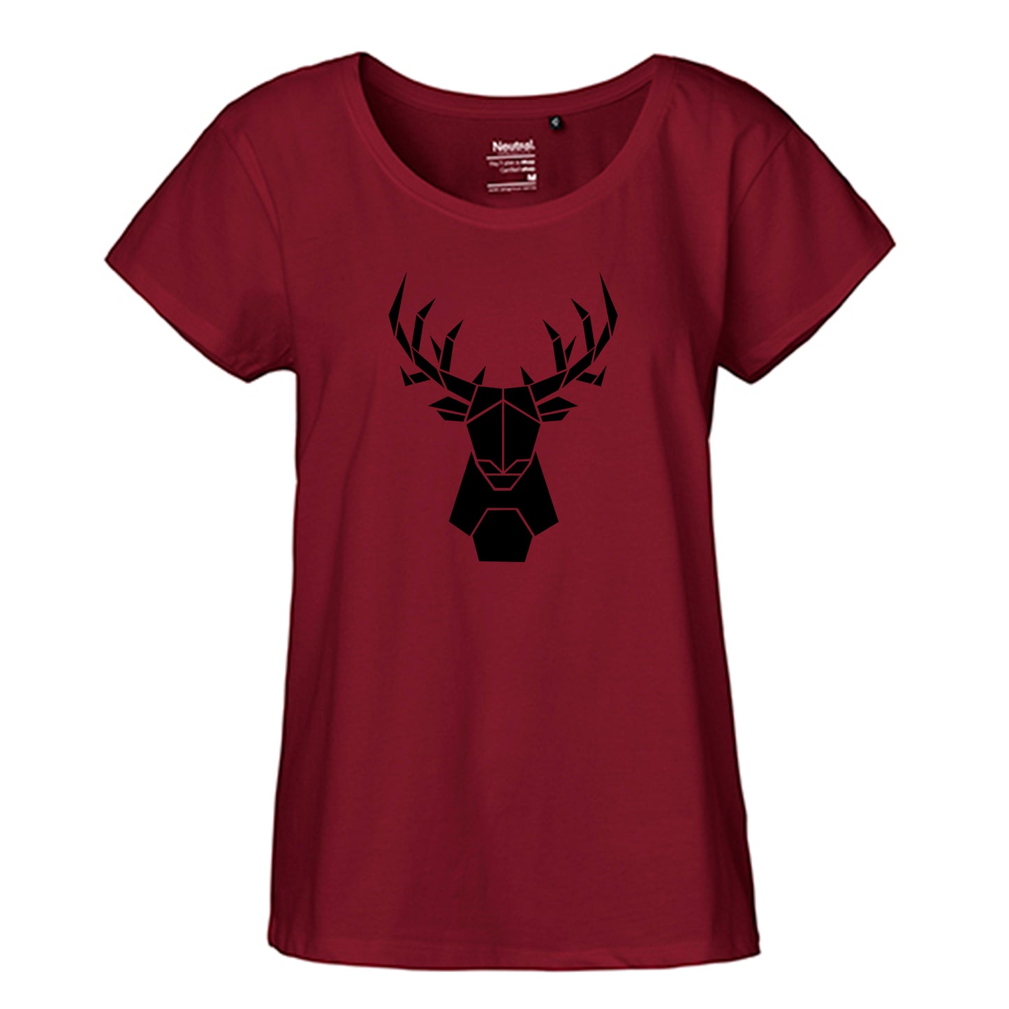 FairTrade Loose Fit Ladies T-Shirt 'Deer Origami' organic cotton