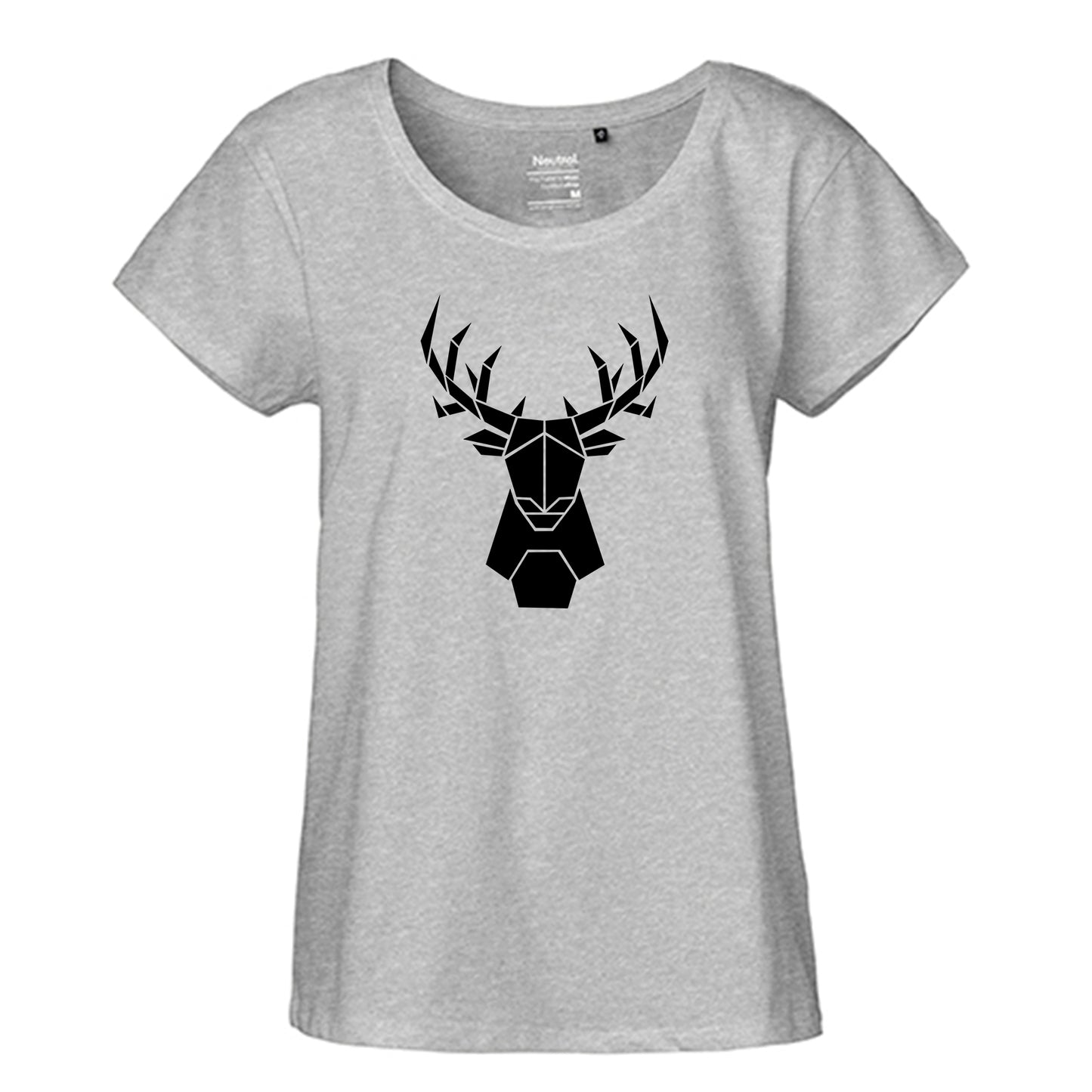 FairTrade Loose Fit Ladies T-Shirt 'Deer Origami' organic cotton