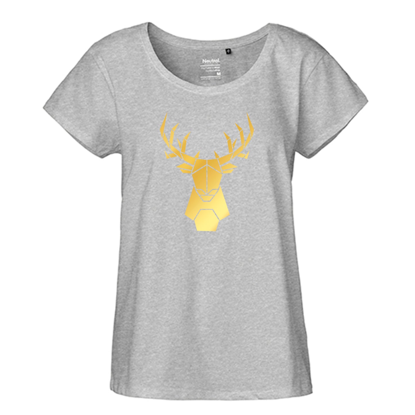 FairTrade Loose Fit Ladies T-Shirt 'Deer Origami' organic cotton