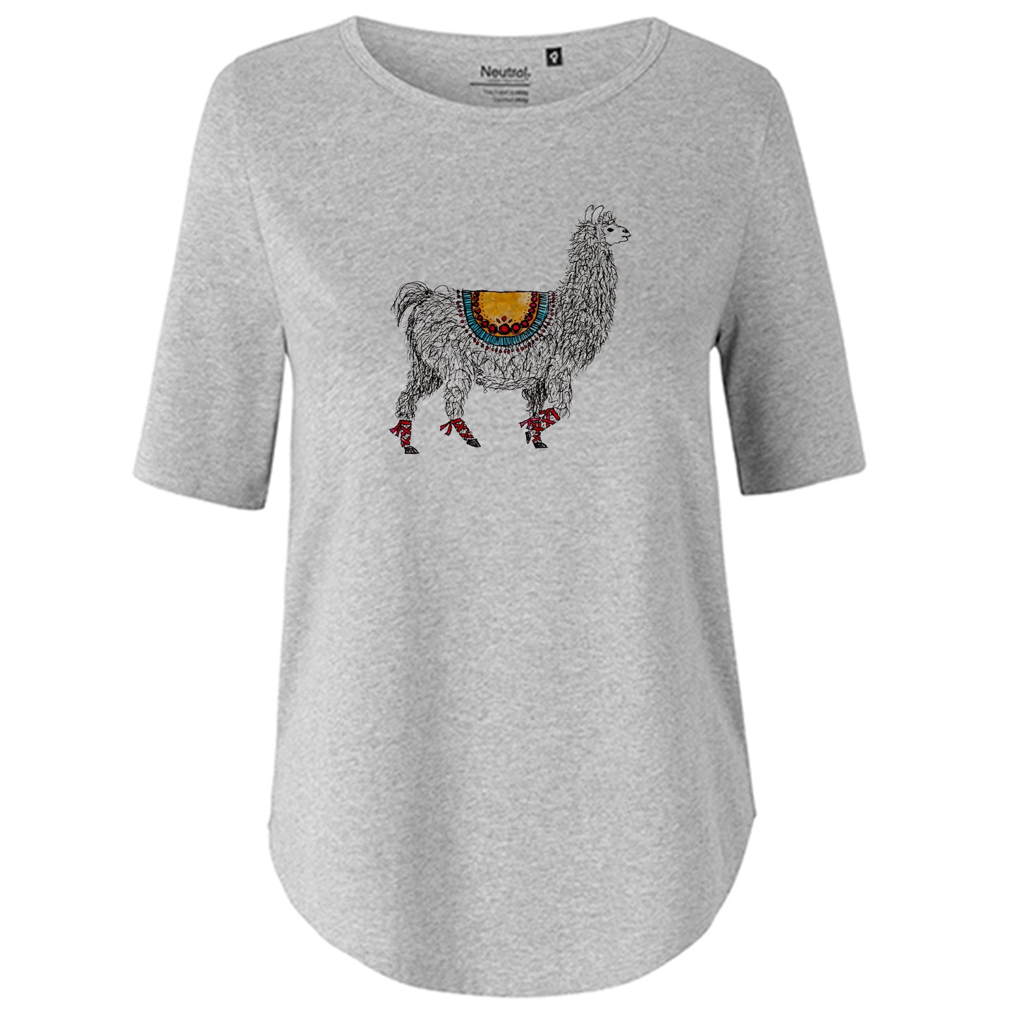 Damen FairTrade Oversized Half Sleeve "Lama gezeichnet"