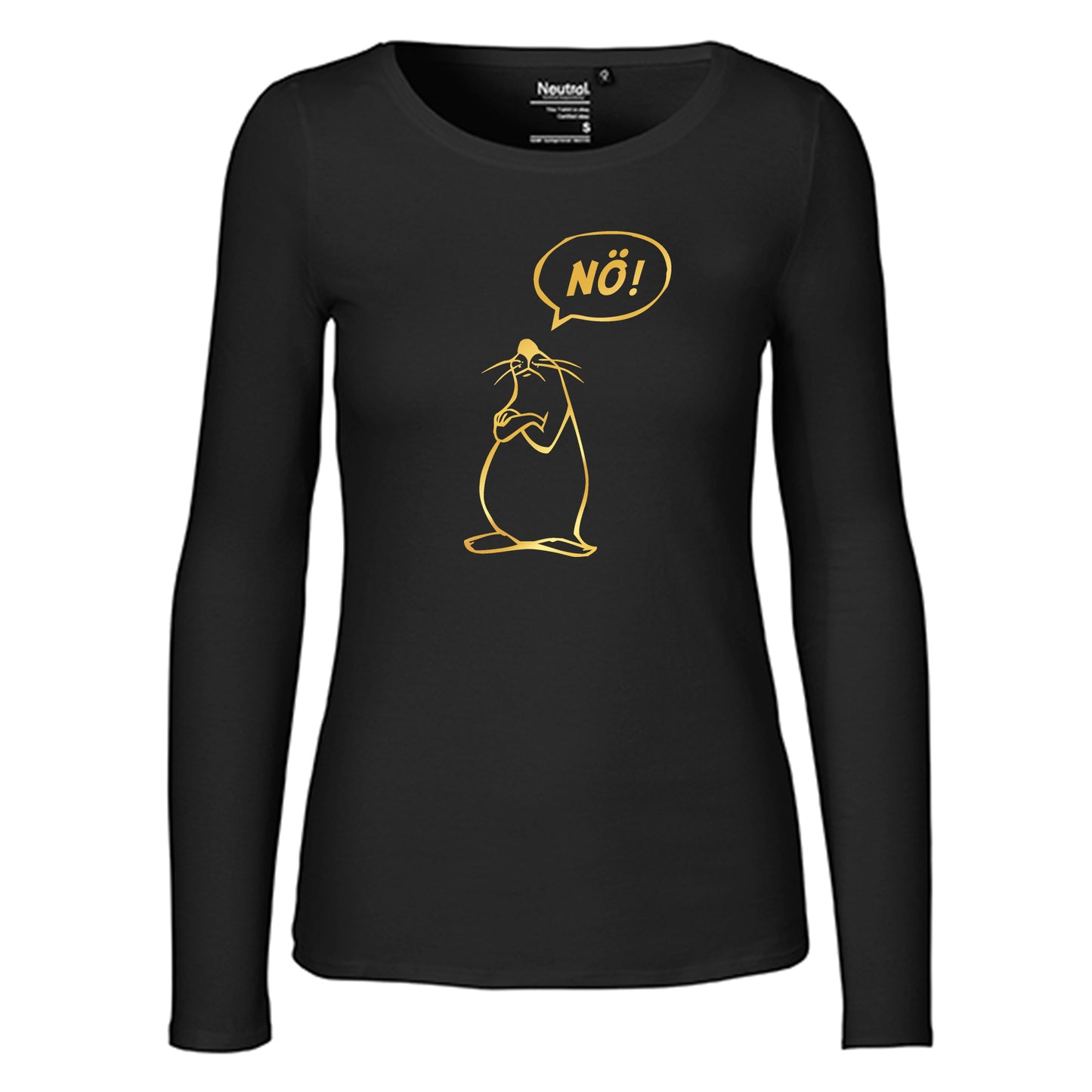 Damen FairTrade Longsleeve "Nö - Comicfigur" 100% BioBaumwolle und aus nachhaltiger Produktion