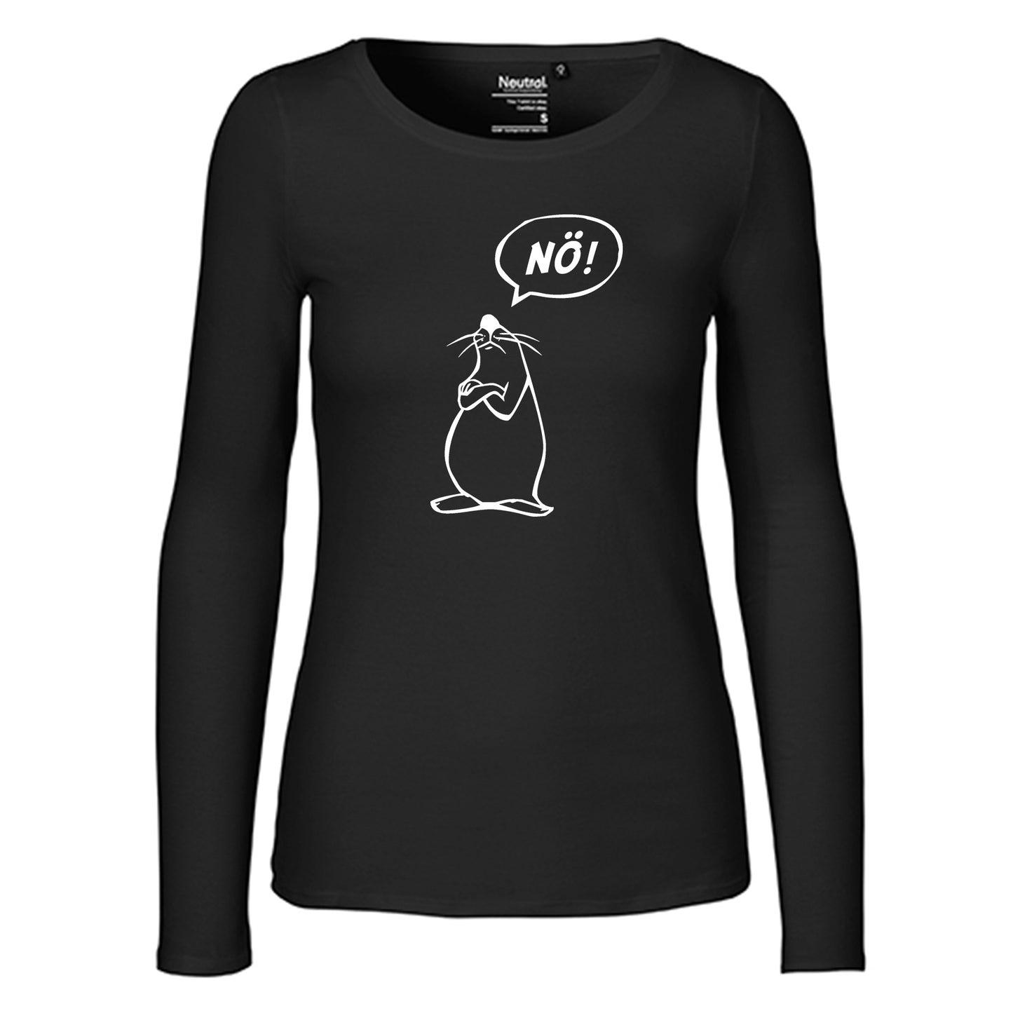 Damen FairTrade Longsleeve "Nö - Comicfigur" 100% BioBaumwolle und aus nachhaltiger Produktion