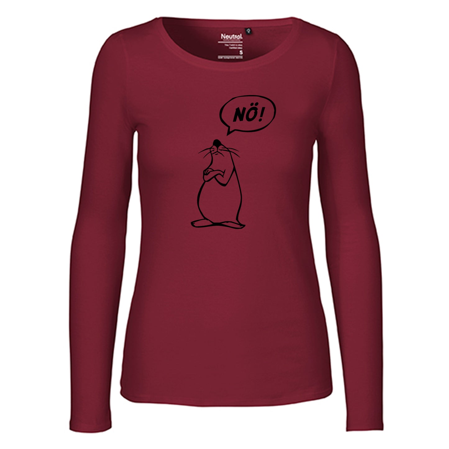 Damen FairTrade Longsleeve "Nö - Comicfigur" 100% BioBaumwolle und aus nachhaltiger Produktion