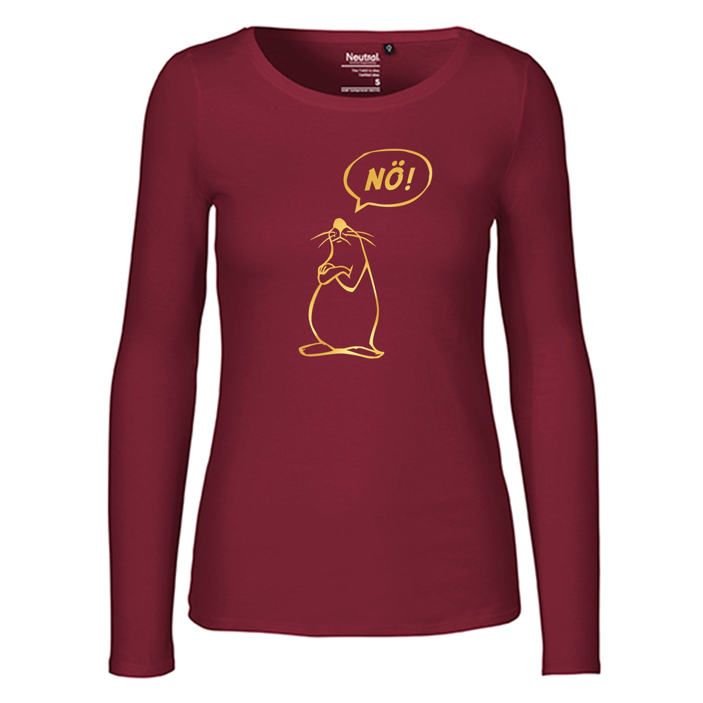 Damen FairTrade Longsleeve "Nö - Comicfigur" 100% BioBaumwolle und aus nachhaltiger Produktion