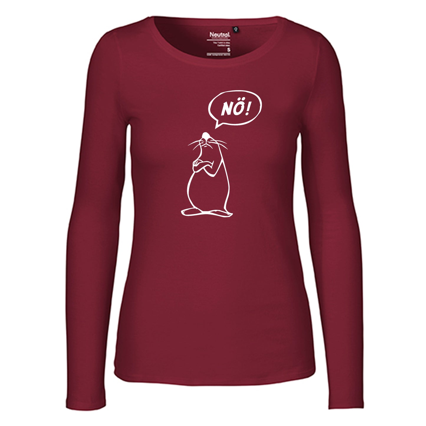 Damen FairTrade Longsleeve "Nö - Comicfigur" 100% BioBaumwolle und aus nachhaltiger Produktion