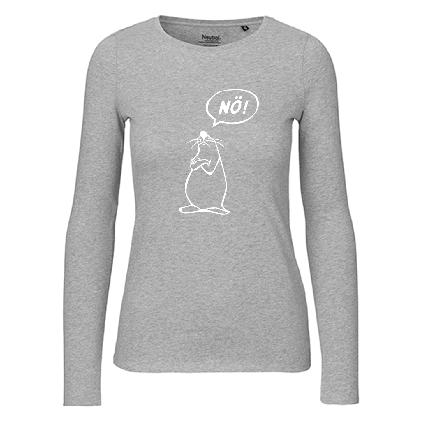 Damen FairTrade Longsleeve "Nö - Comicfigur" 100% BioBaumwolle und aus nachhaltiger Produktion