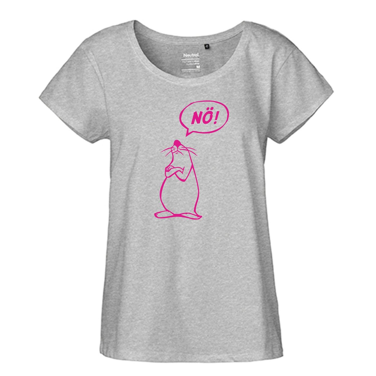 FairTrade Loose Fit Ladies T-Shirt 'Nö- Comicfigur' organic cotton