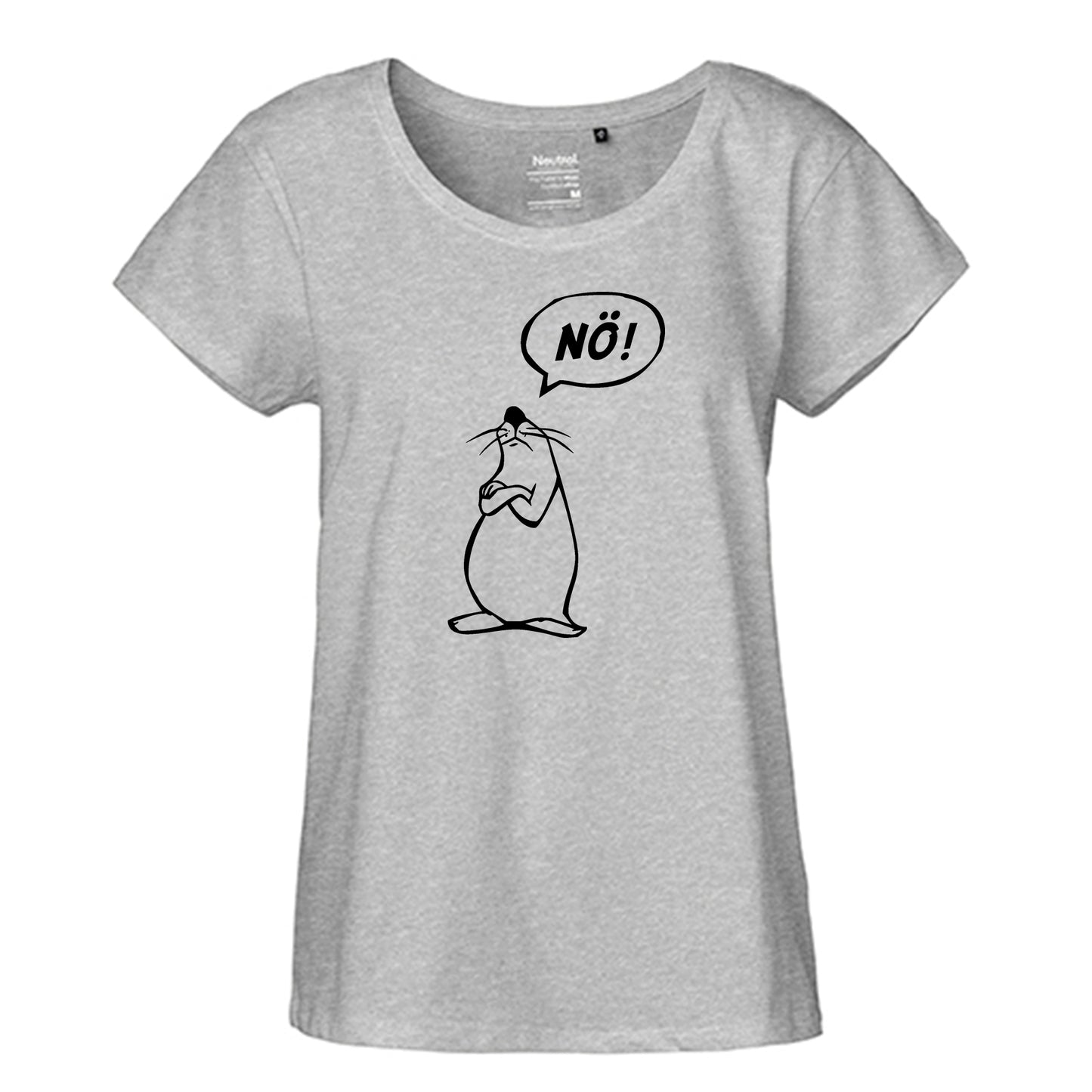 FairTrade Loose Fit Ladies T-Shirt 'Nö- Comicfigur' organic cotton