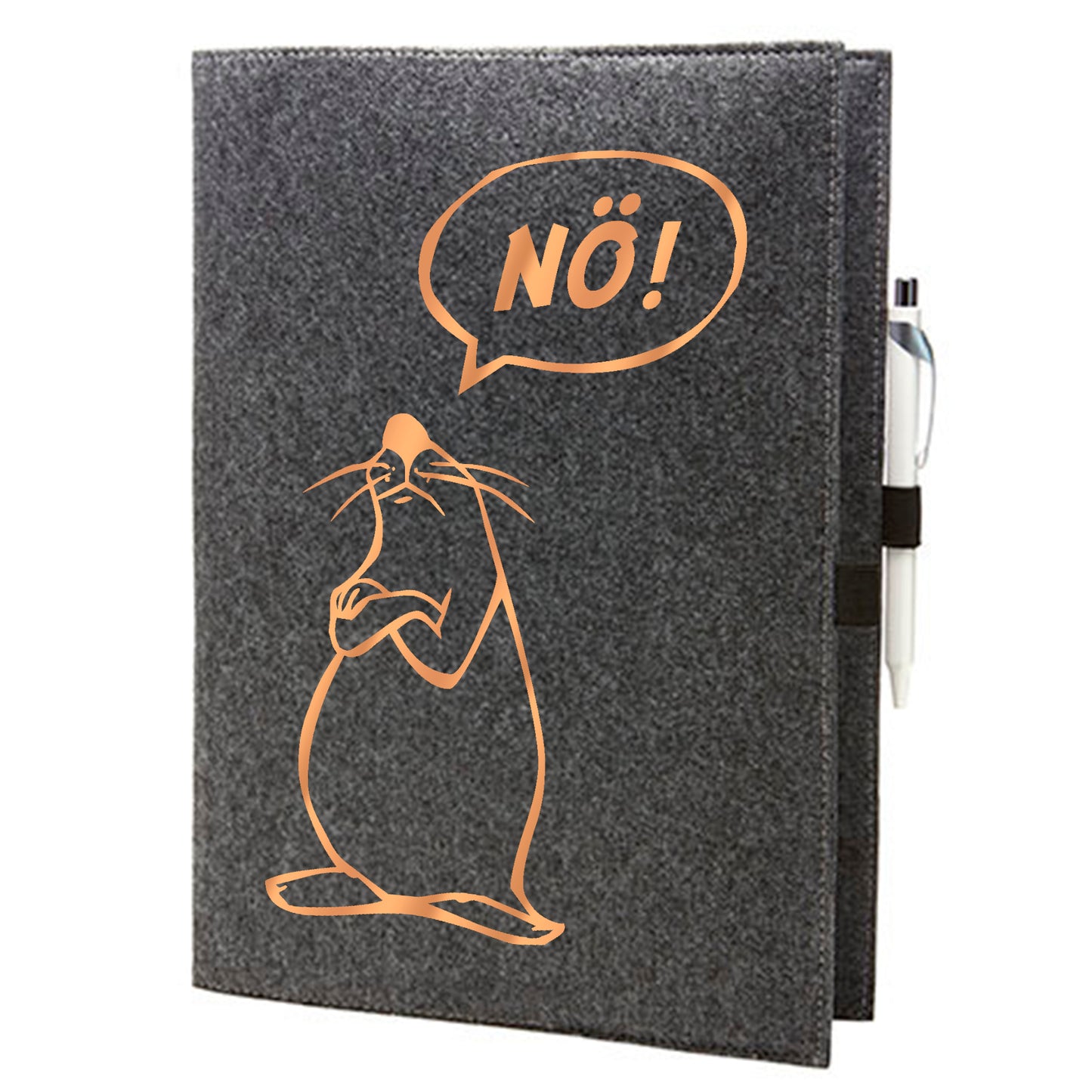 Felt sleeve/envelope for A4 notebook - 'Nö-Comigfigur'