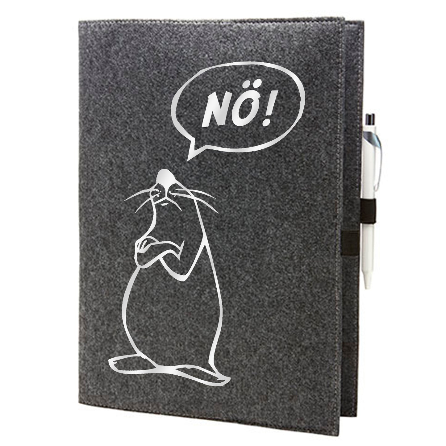 Felt sleeve/envelope for A4 notebook - 'Nö-Comigfigur'