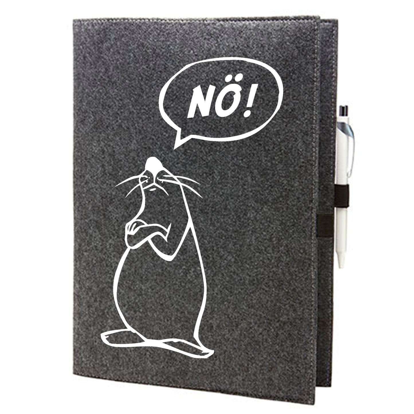Felt sleeve/envelope for A4 notebook - 'Nö-Comigfigur'