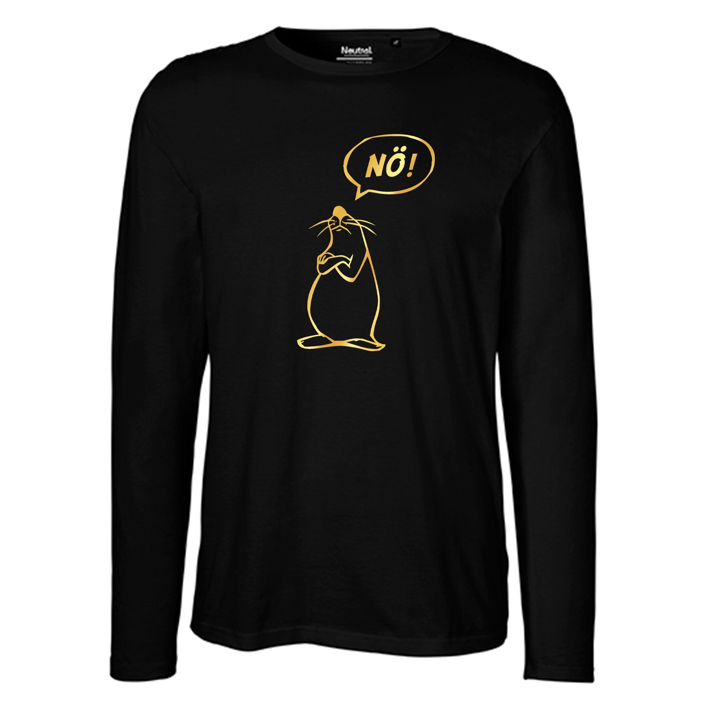 Herren FairTrade Longsleeve Shirt | Motiv "Nö Comicfigur" | 100% Bio-Baumwolle und aus nachhaltiger Produktion | Größen S-3XL