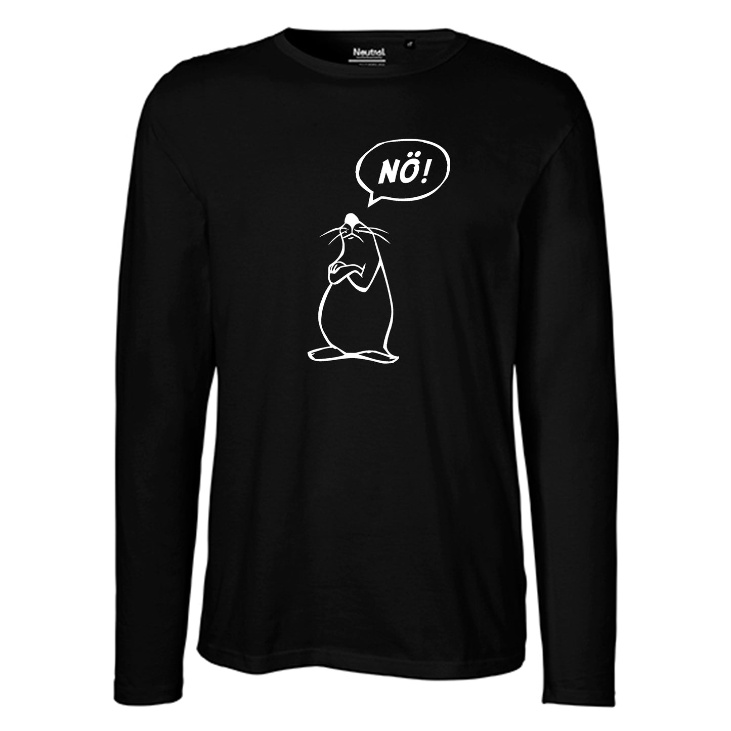 Herren FairTrade Longsleeve Shirt | Motiv "Nö Comicfigur" | 100% Bio-Baumwolle und aus nachhaltiger Produktion | Größen S-3XL