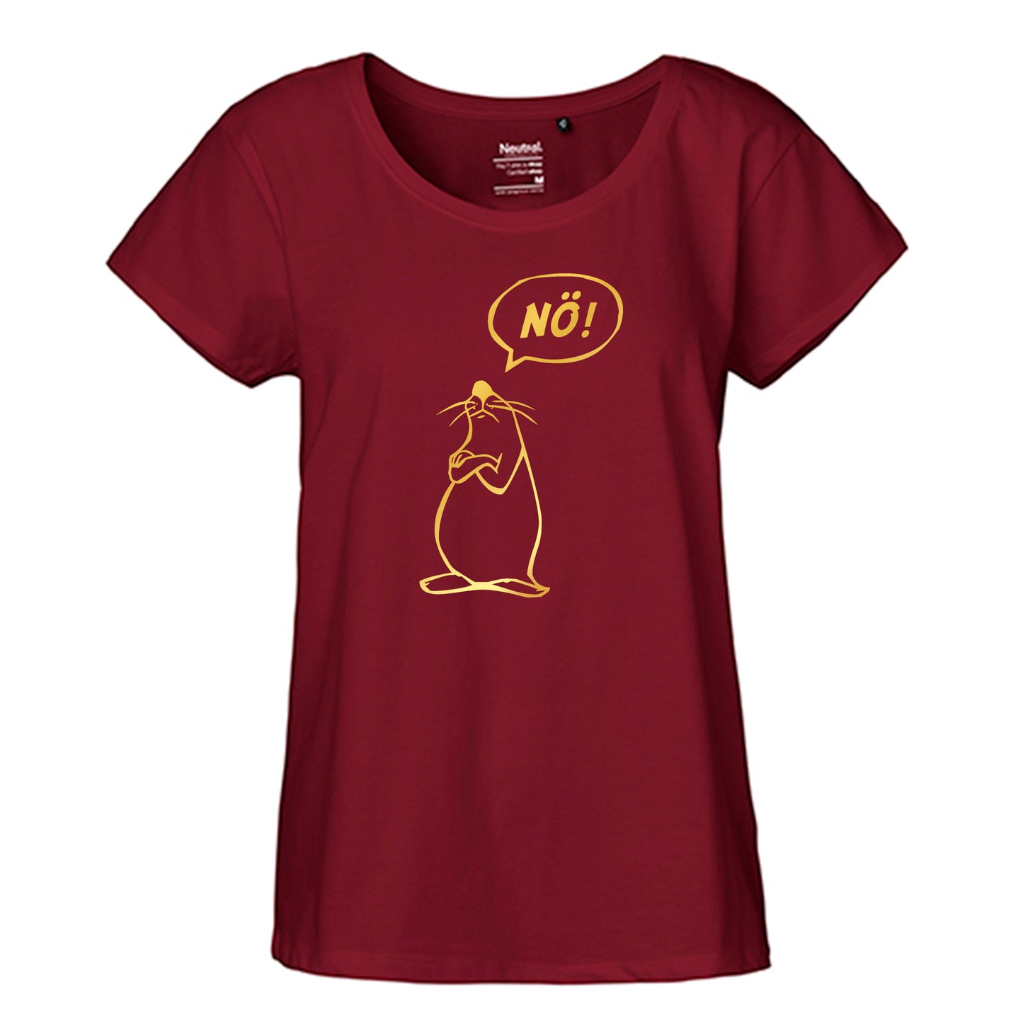 FairTrade Loose Fit Ladies T-Shirt 'Nö- Comicfigur' organic cotton